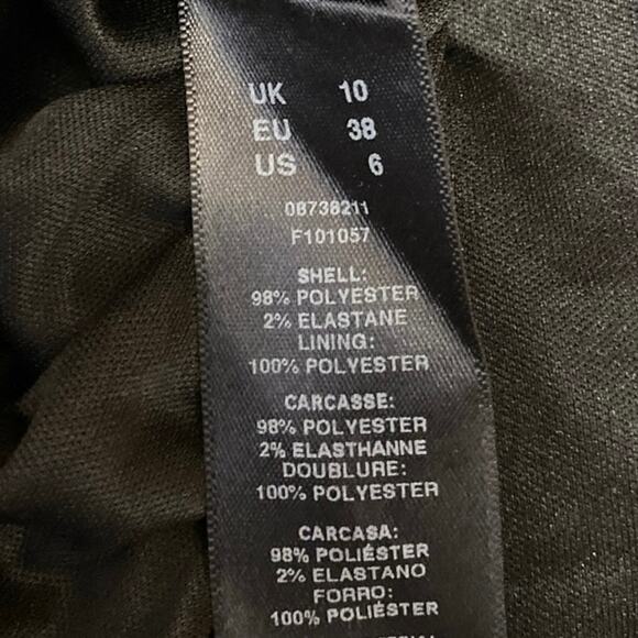 Asos Black Textured Cape Short Sleeve Plunging V Cutout Mini Sheath Dress Size 6 - Picture 5 of 5